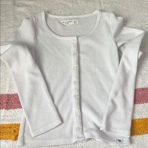 Abercrombie Kids White Button Down Ribbed Shirt